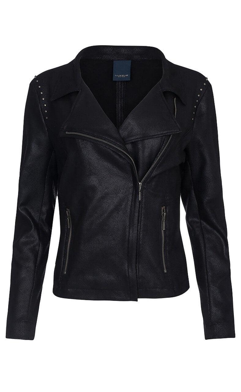 ONE TWO LUXZUZ MAJKA COATED SUEDE JACKET BLACK