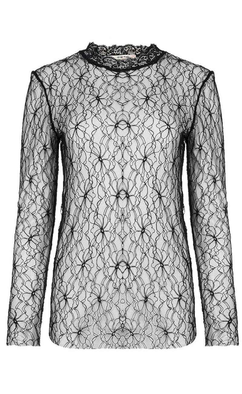 One Two Luxzuz Bluse - Laze Mesh - black