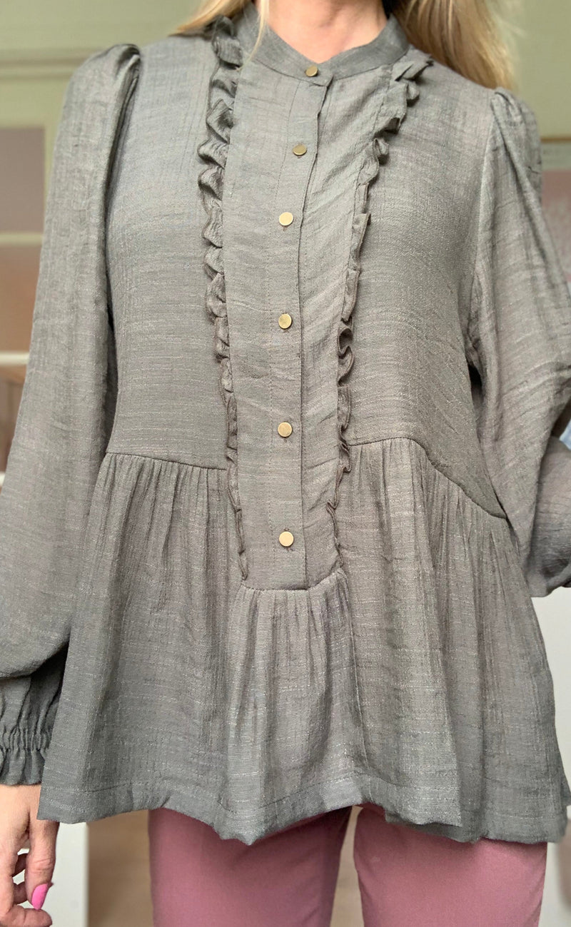 One Two Luxzuz Bluse - Liba - Vintage Khaki