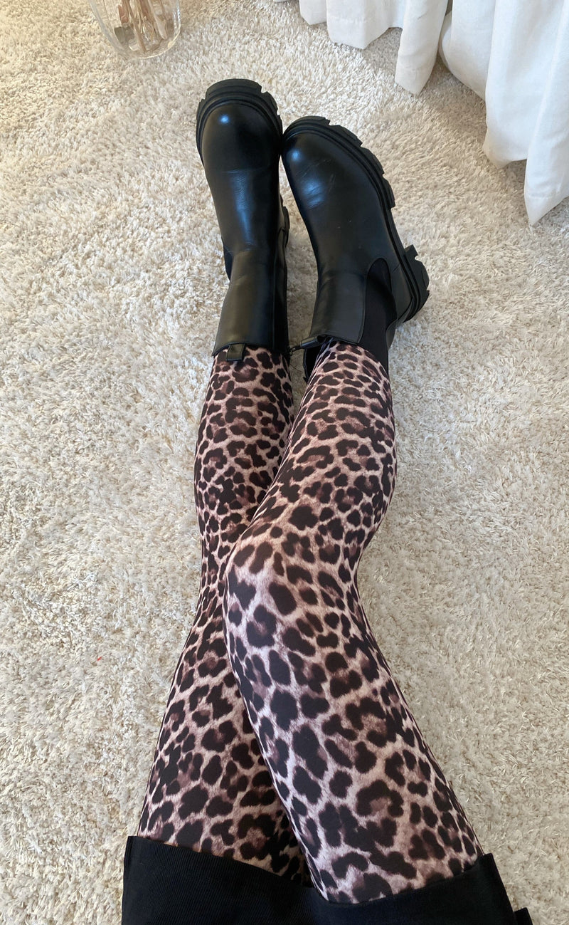 One Two Luxzuz Leggings - Ayoe Animal - Bark Brown