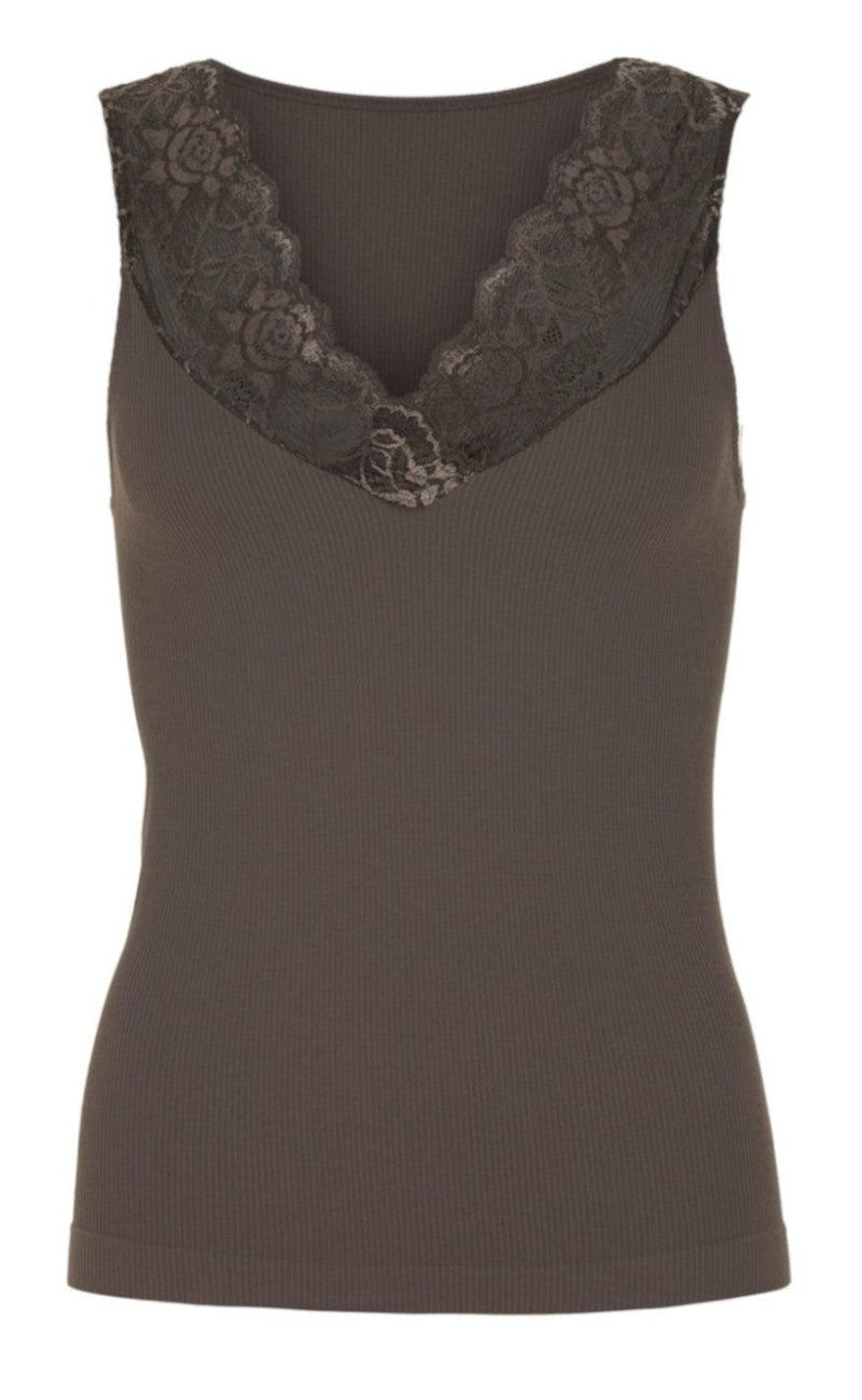 Tim & Simonsen Top - Belen V-Lace - Coffee