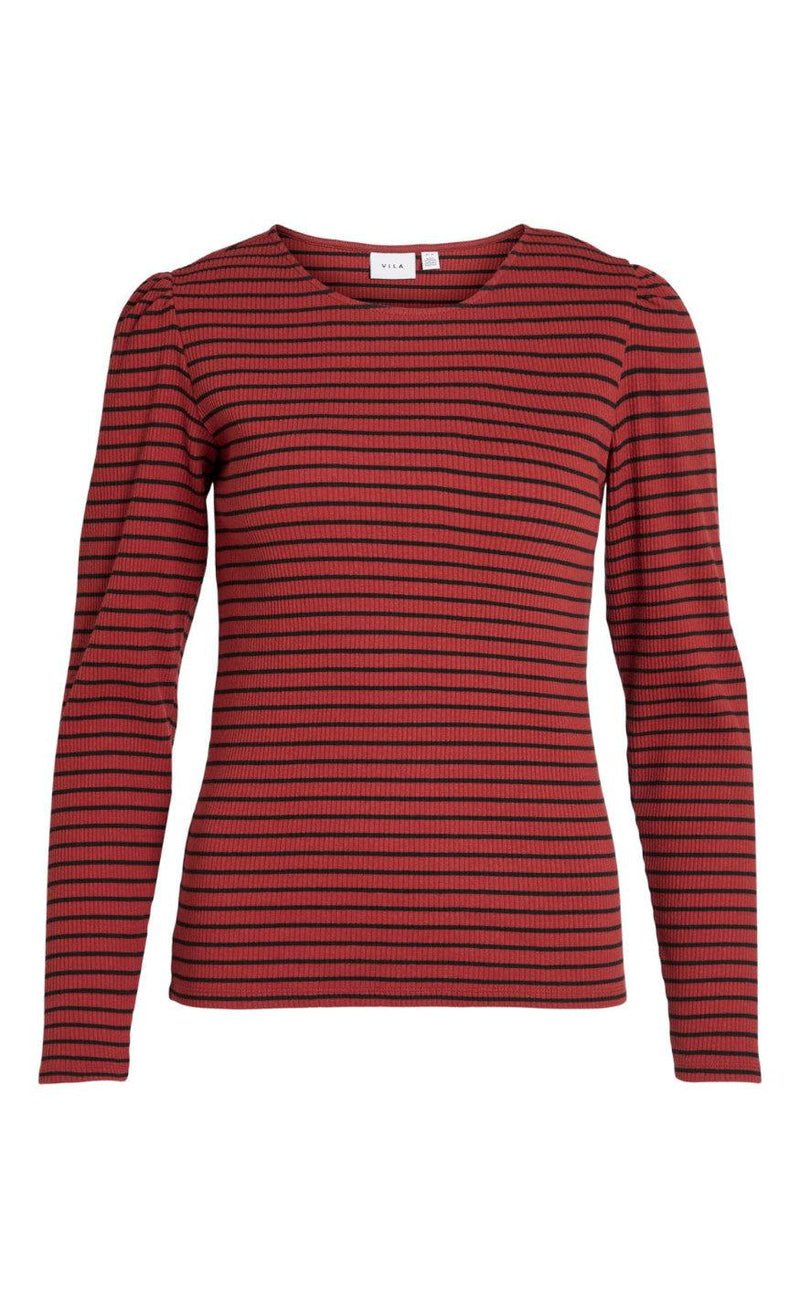 VILA Bluse - Balu - Fired Brick/Black