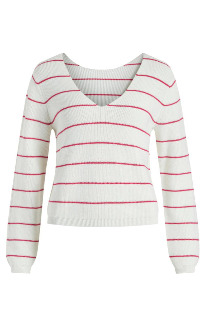 VILA Bluse - Chao -White Alyssum/Pink Yarro