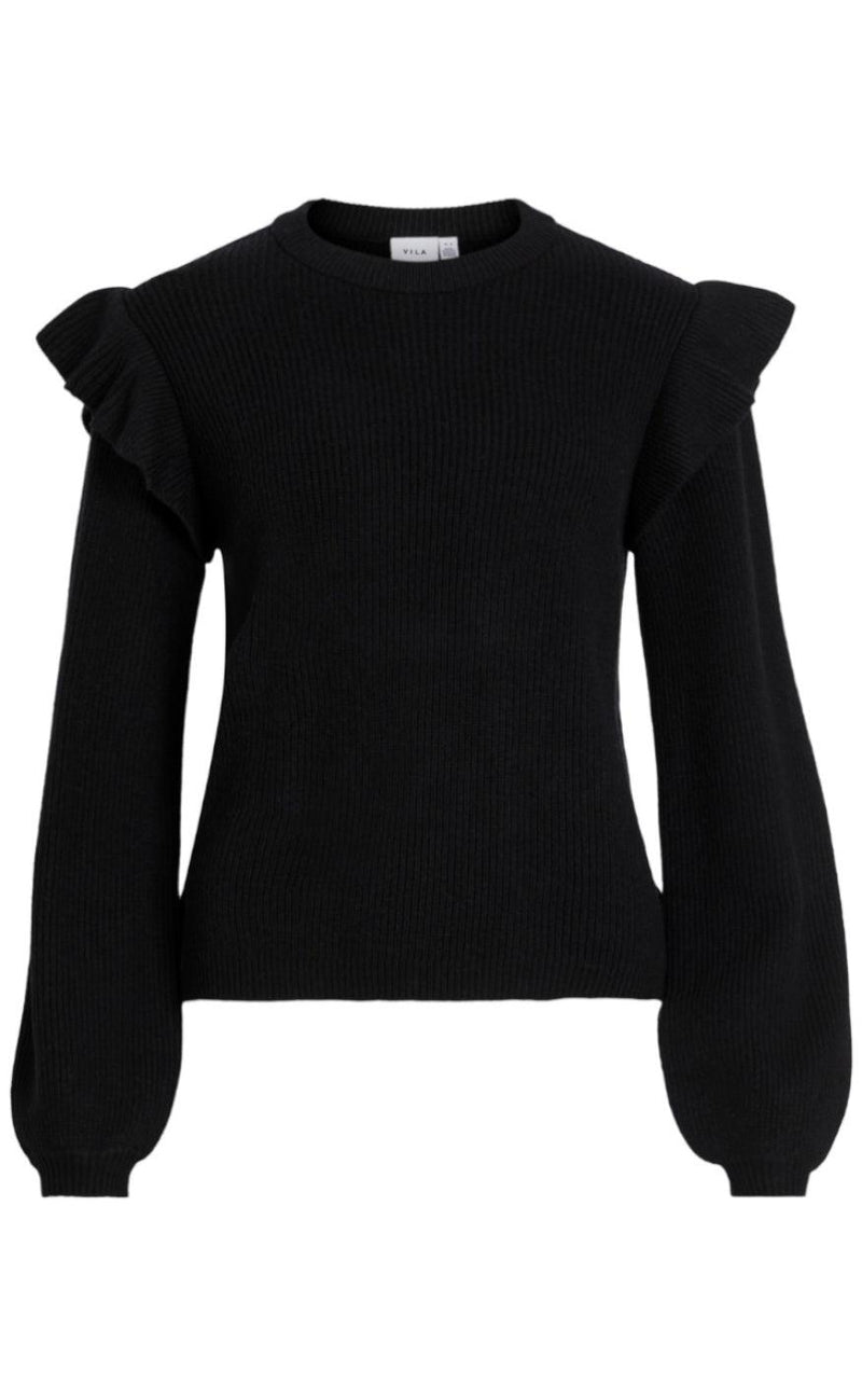 VILA Bluse - Ril Flounce - Black