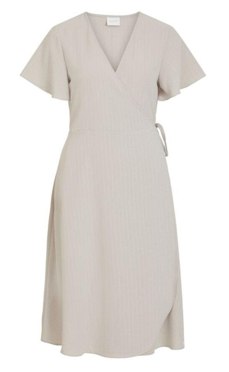 VILA Kjole - Lovie Wrap Midi - Dove