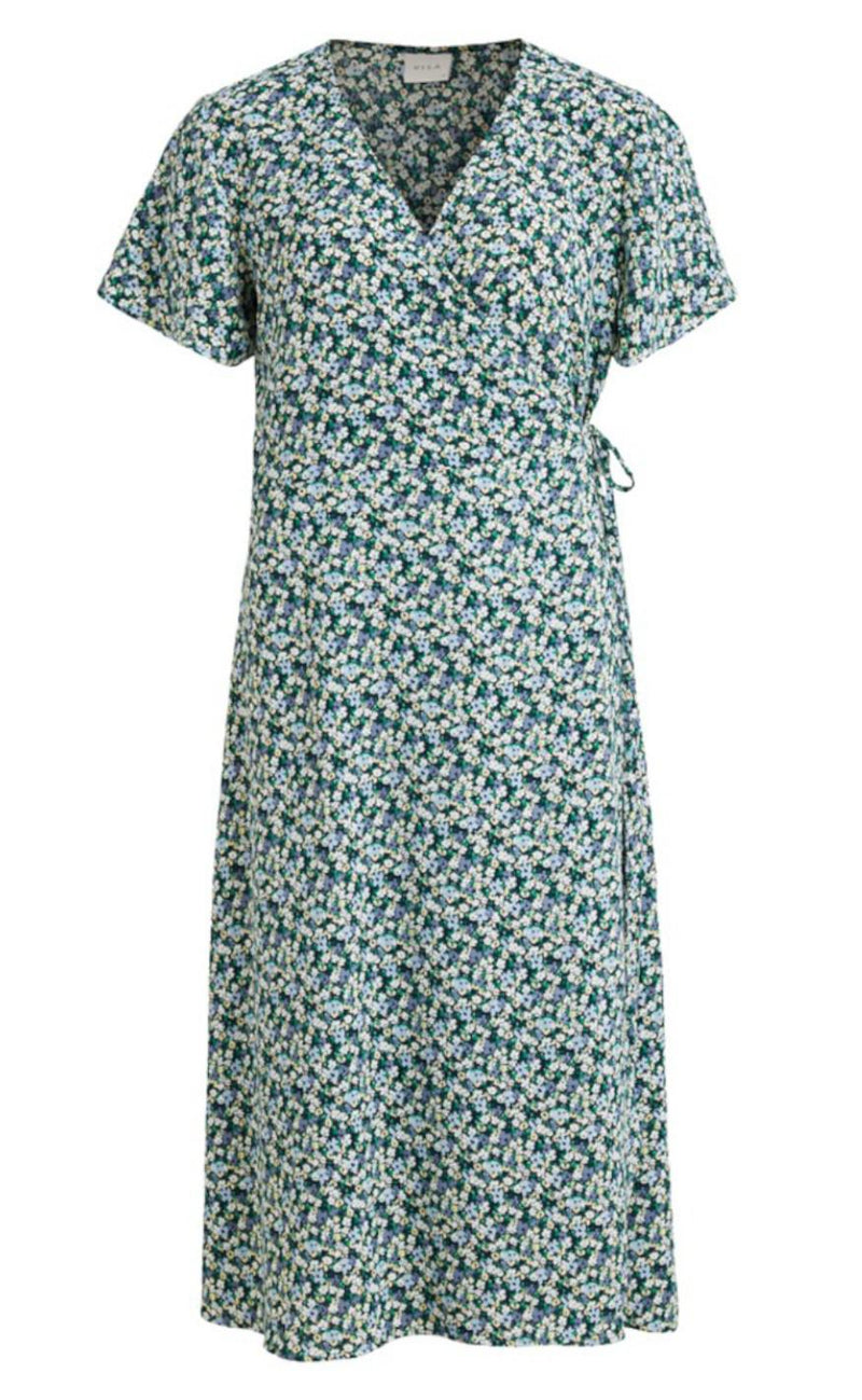 VILA Kjole - Lovie Wrap Midi - Navy