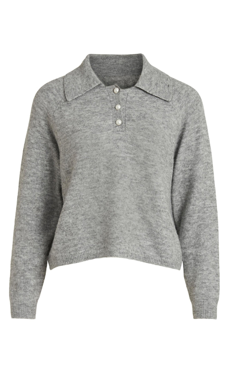 VILA Striktrøje - Nora - Light Grey
