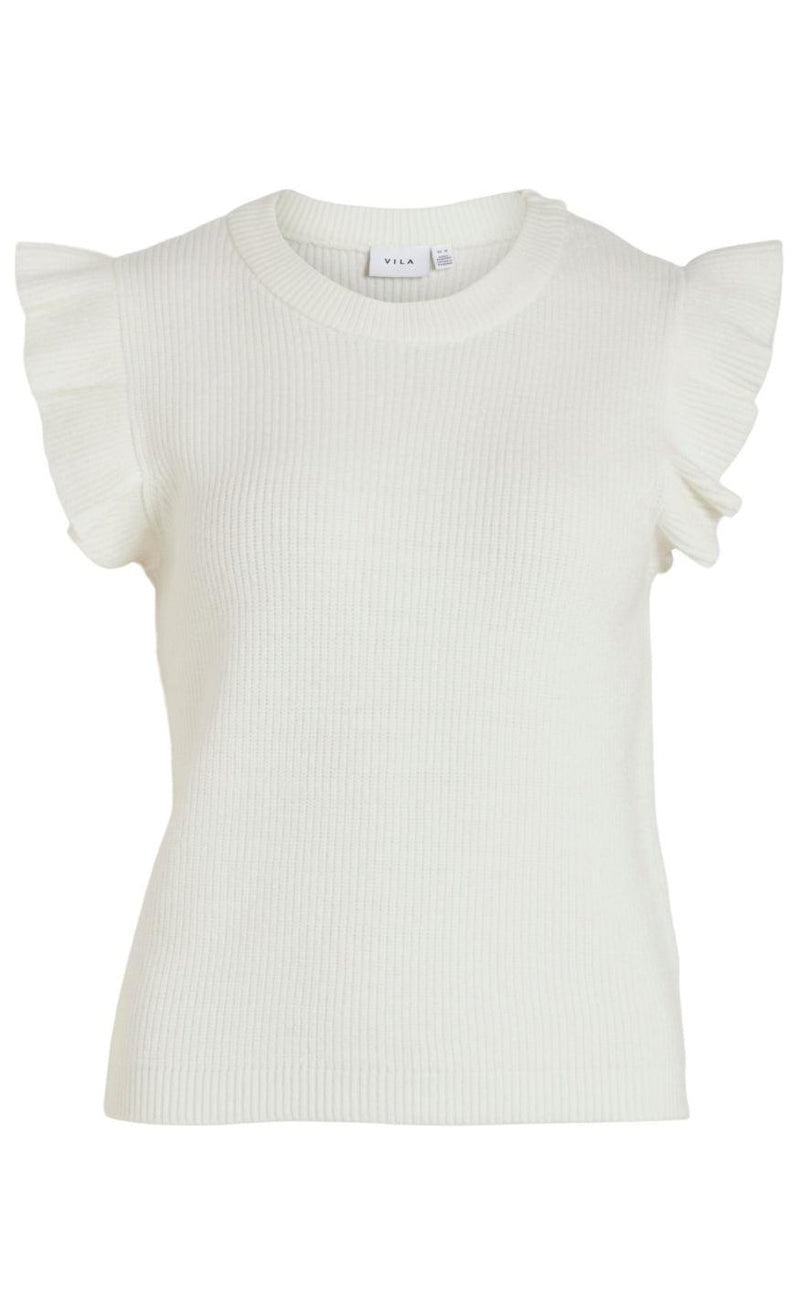 VILA Strikvest - Ril Flounce - White