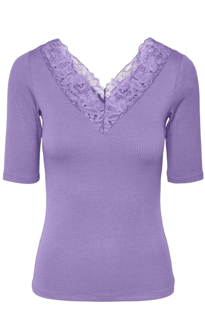YAS T-shirt - Elle V-Neck - Bougainvillea