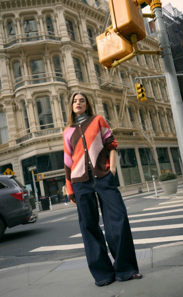 Culture Cardigan - Diga Kimmy - Brown/Pink Mix