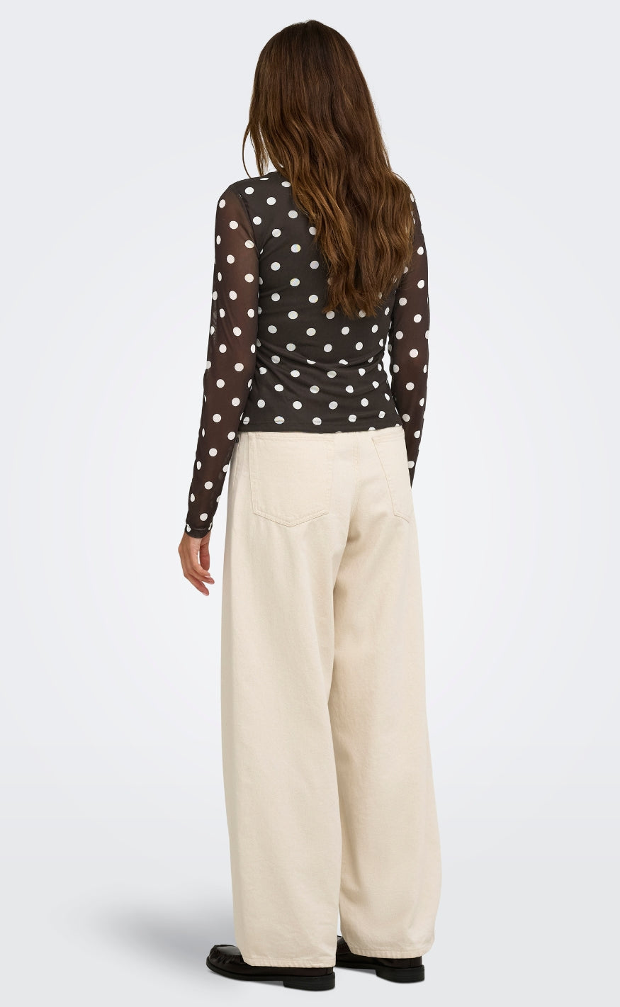 ONLY Bluse - Nova Mesh - Coffee Bean/White Dots