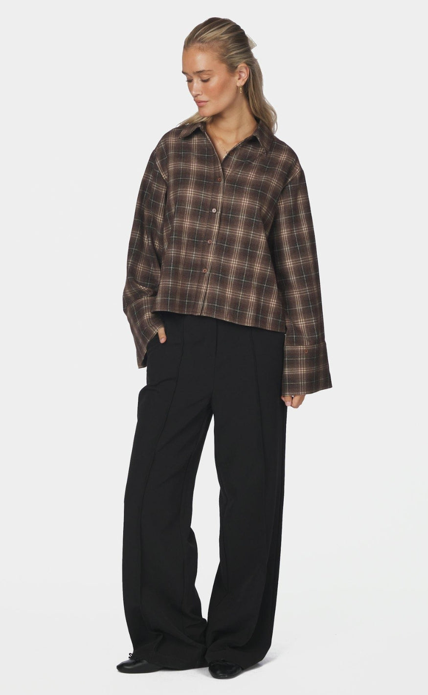 Neo Noir Skjorte - Jaylin Flannel Check - Dark Taupe