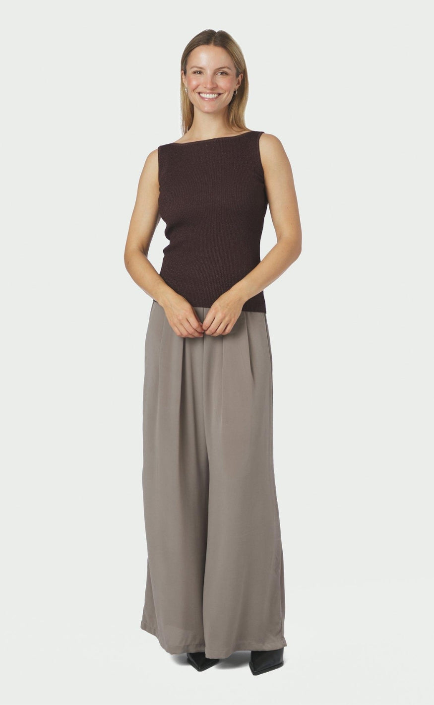 Neo Noir Topp - Talia Glitter Knit - Burgundy