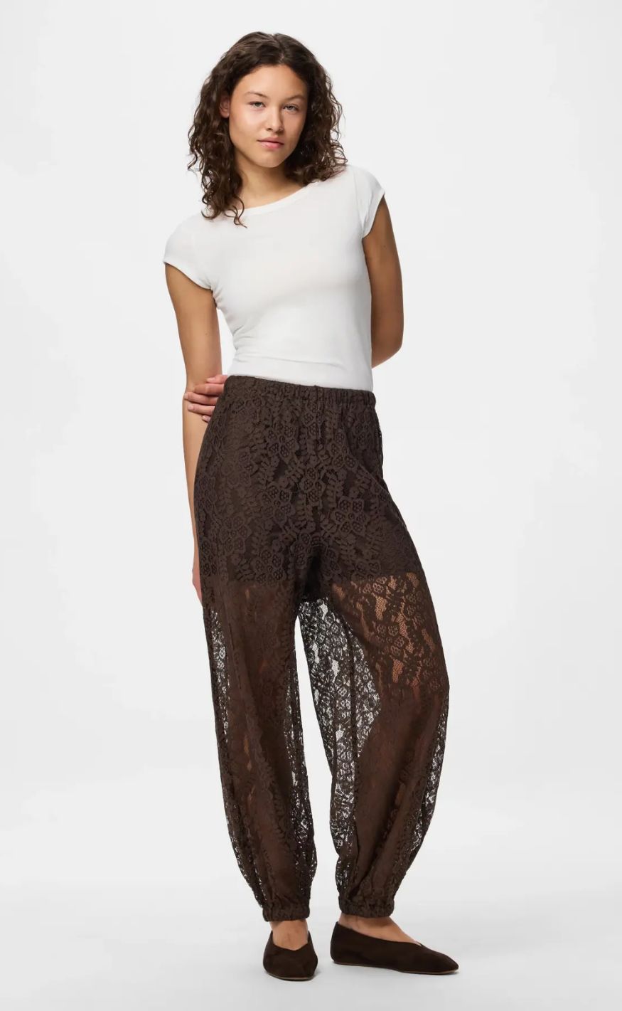 Pieces Bukser - Aline Lace - Hot Fudge