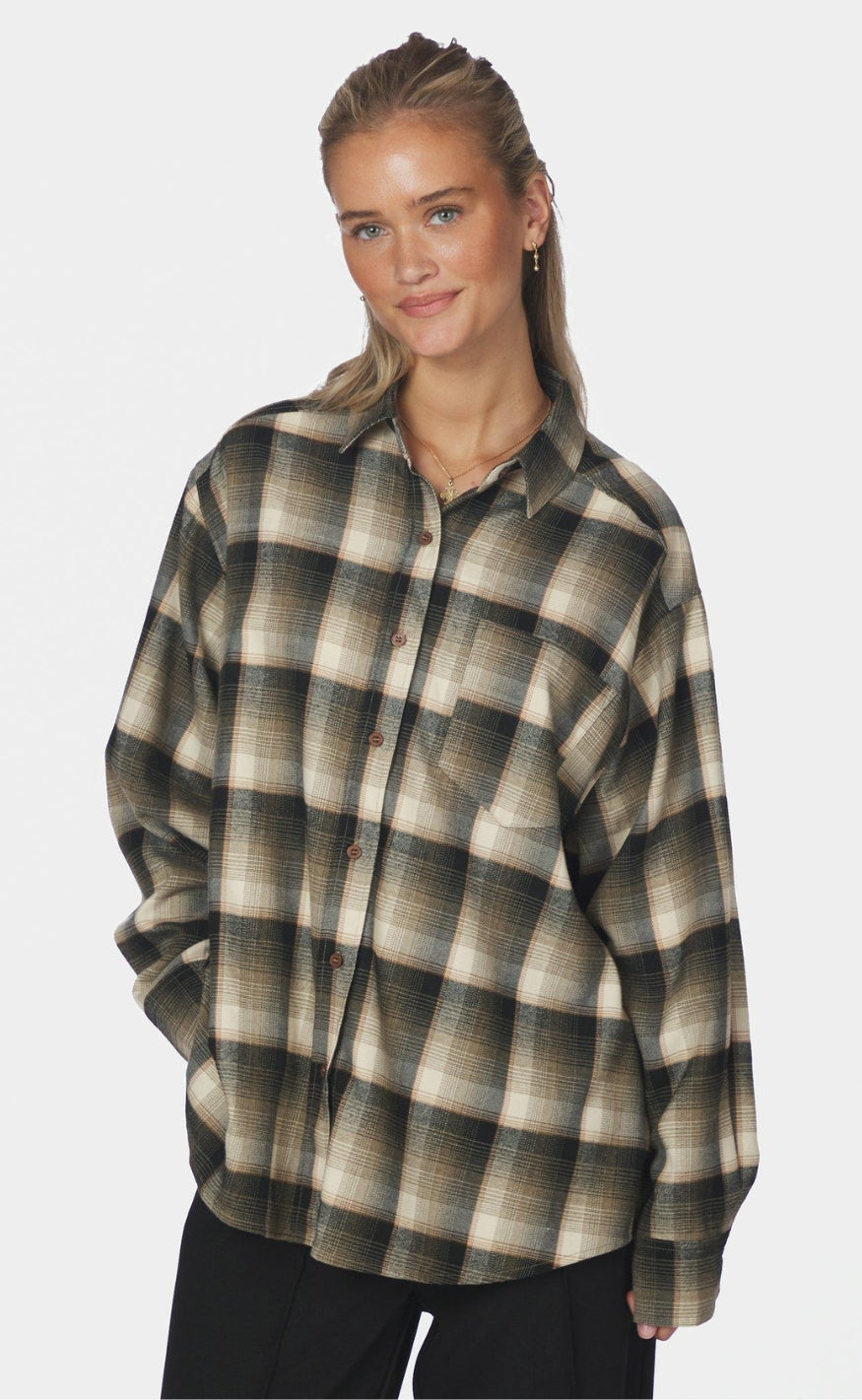 Neo Noir Skjorte - Dalma Flannel Check - Army