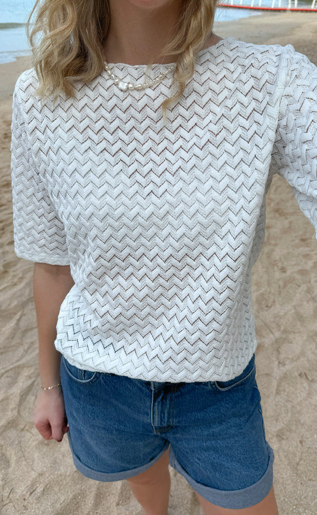 INA Copenhagen Bluse - Diana - White Zig Zag