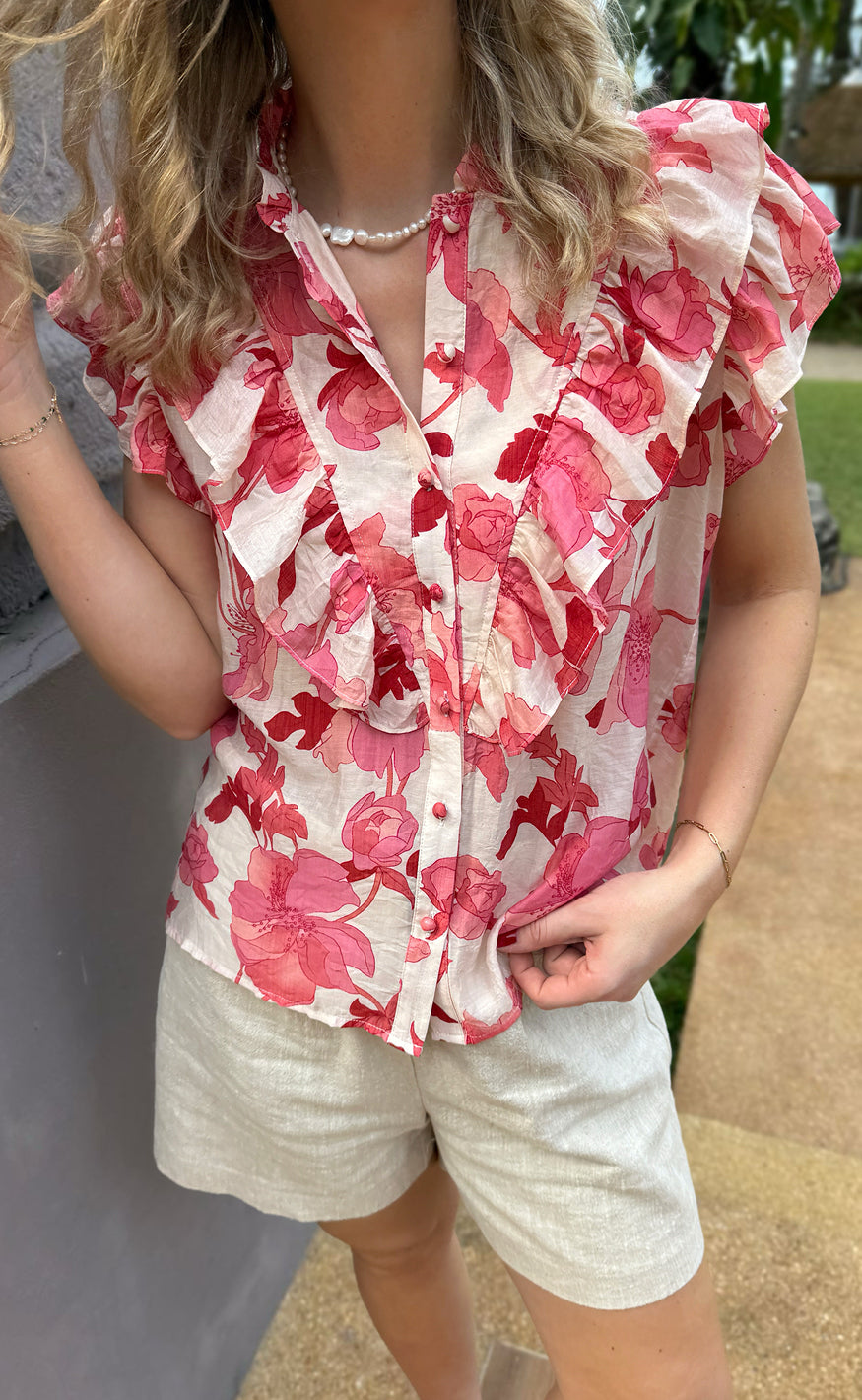 INA Copenhagen Topp - Zita - Pink Flowers