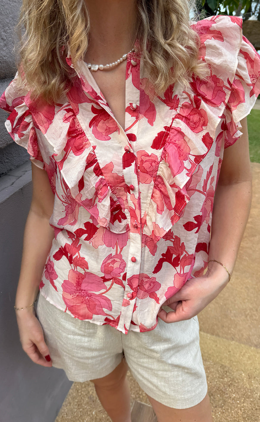 INA Copenhagen Topp - Zita - Pink Flowers