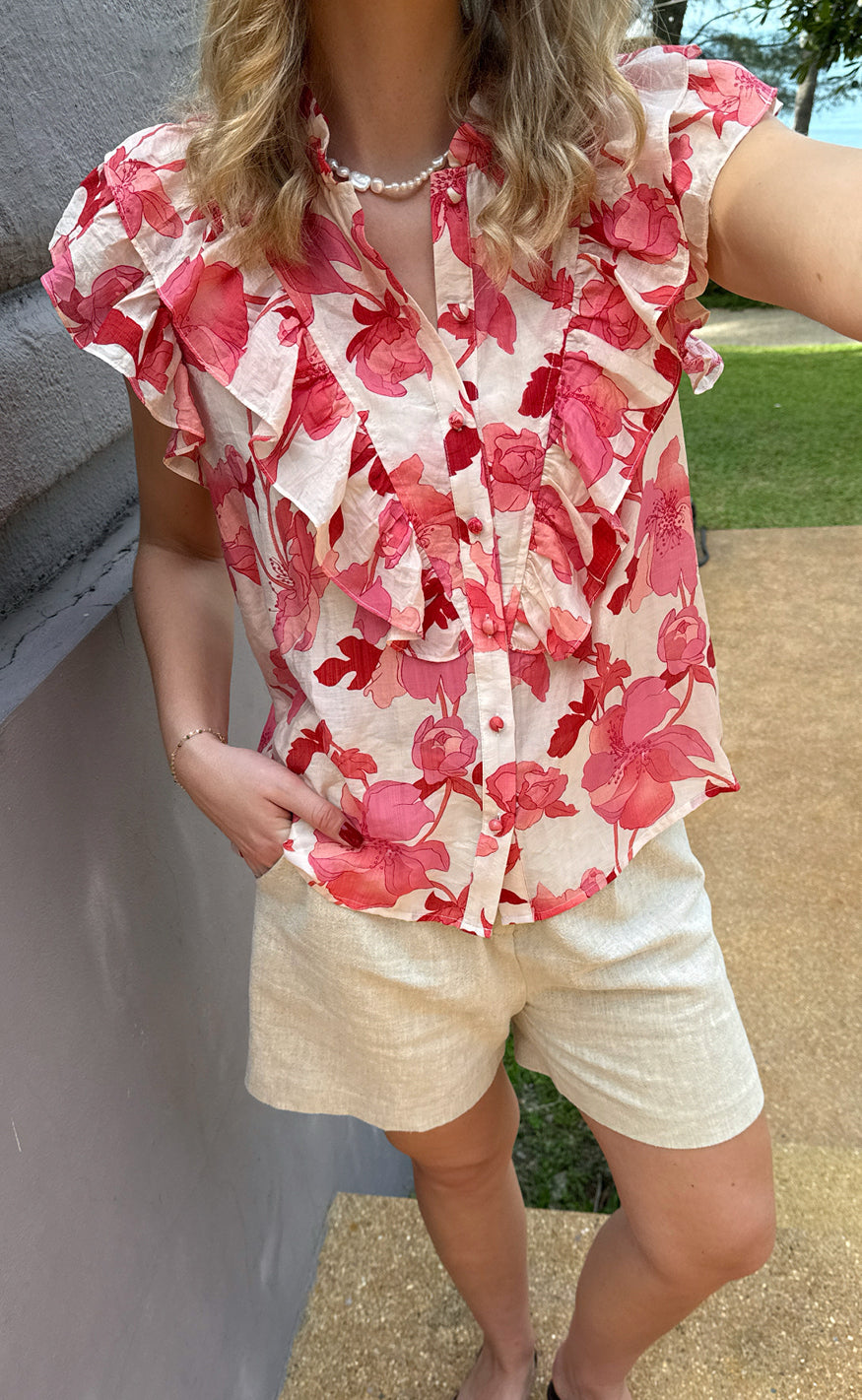 INA Copenhagen Topp - Zita - Pink Flowers