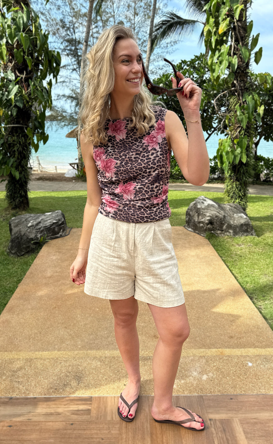 INA Copenhagen Topp - Martina Mesh - Leopard / Flower