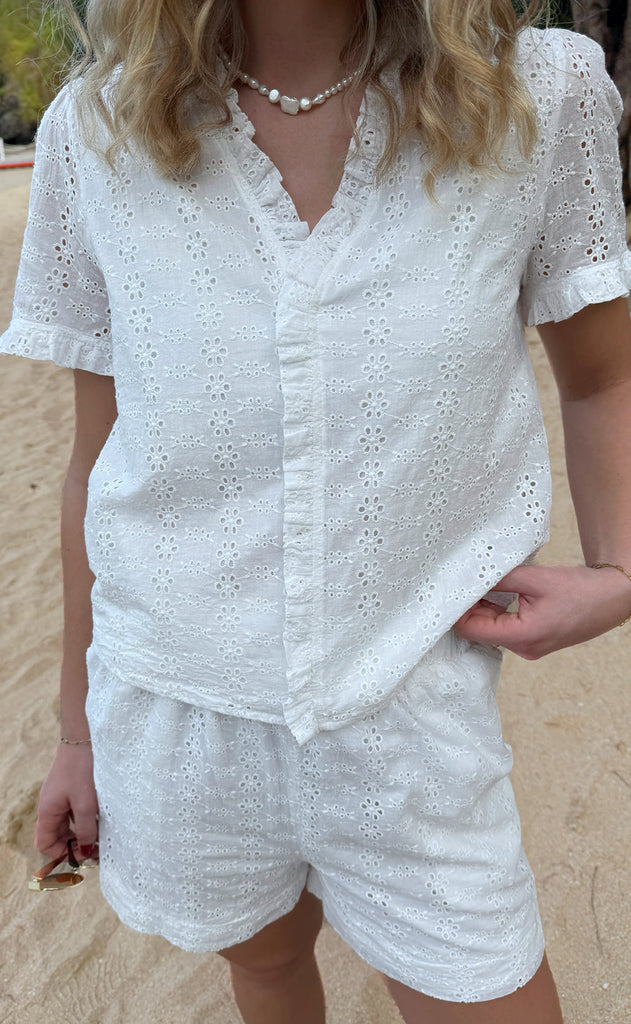 INA Copenhagen Topp - Catja - White Broderie Anglaise