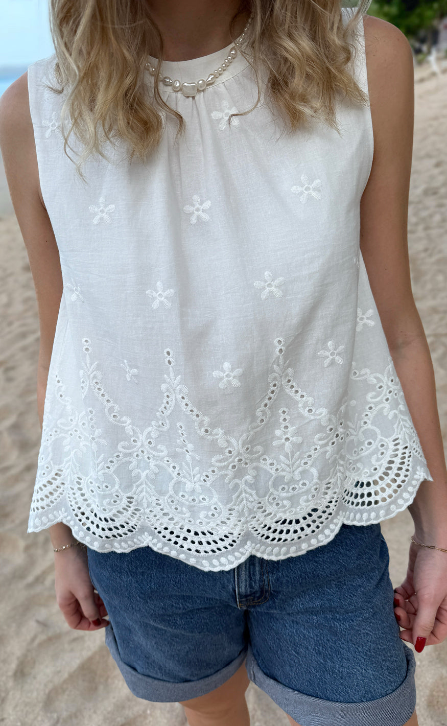 INA Copenhagen Topp - Silja - White Broderie Anglaise