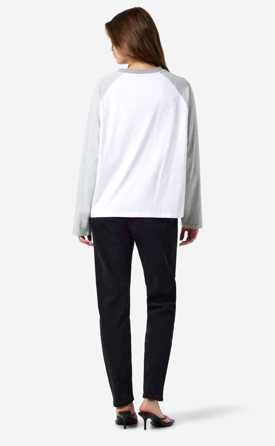 Noisy May Bluse - Ember - Snow White/Light Grey Melange Contrast