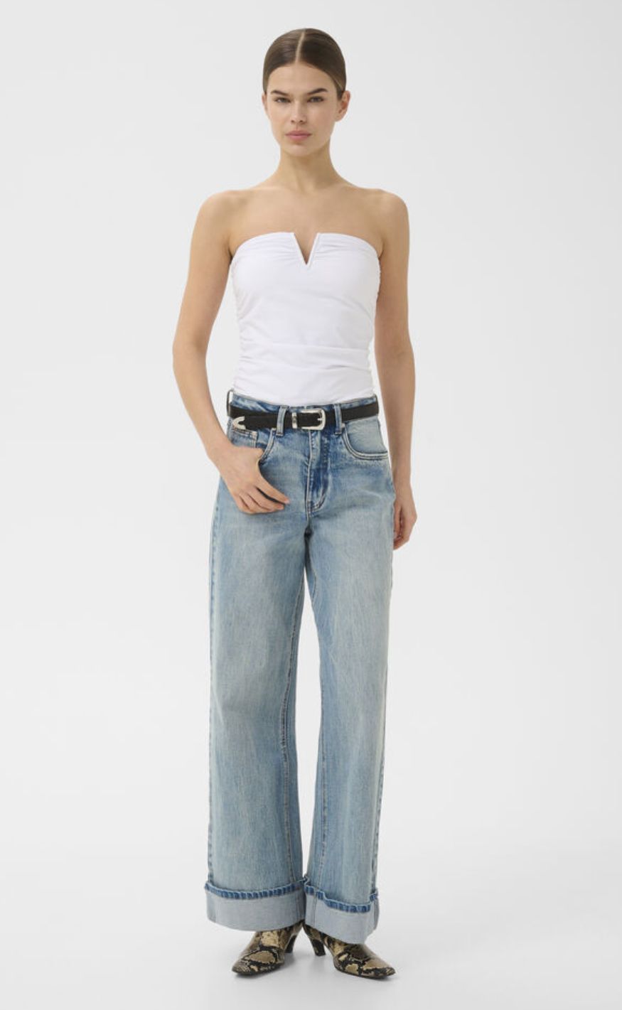 Gestuz Topp - Mao Tube - Bright White