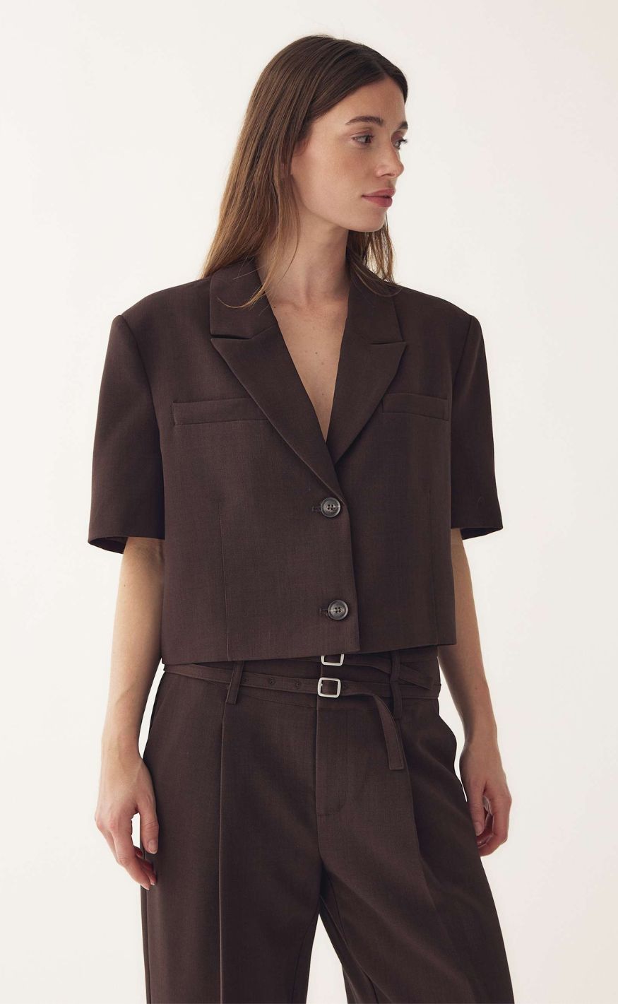 Noella Blazer - Leanne Crop - Chocolate