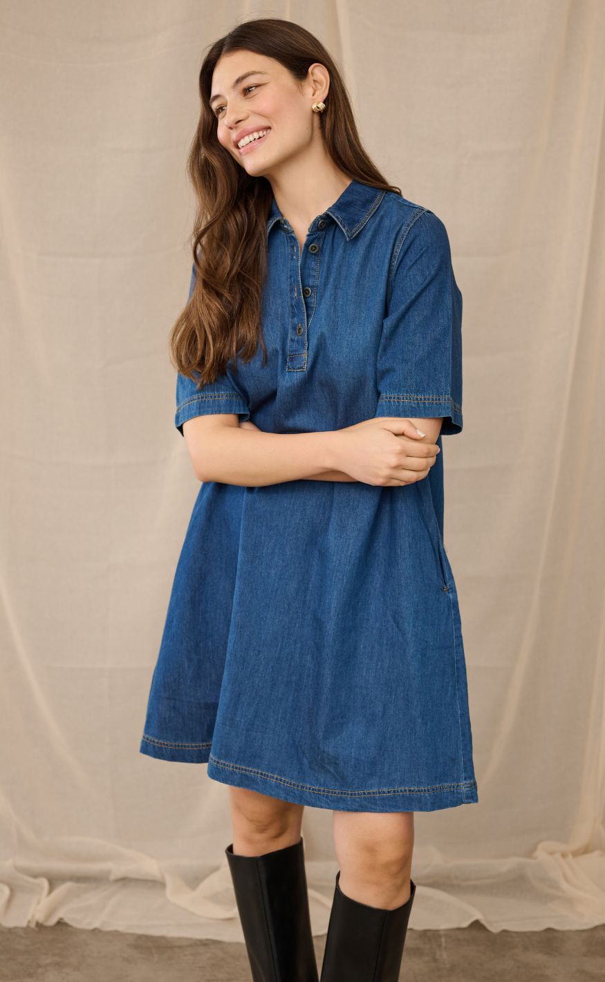 Culture Kjole - Winnie Arpa - Dark Blue Wash