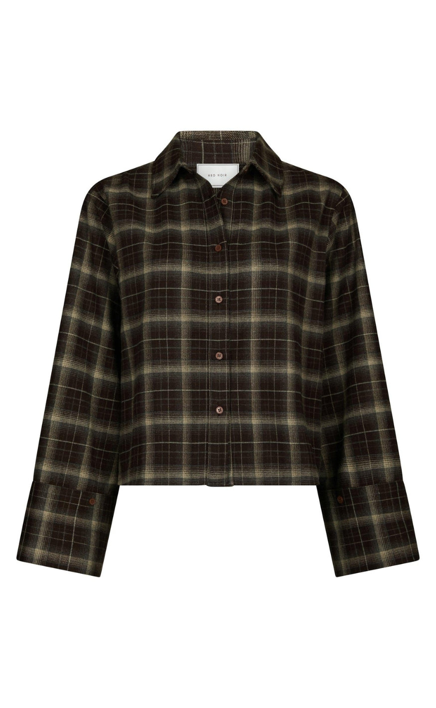 Neo Noir Skjorte - Jaylin Flannel Check - Dark Brown