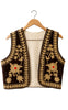 Say INA Copenhagen Vest - Abella - Dark Brown Velvet m. Yellow Flower Embroidery