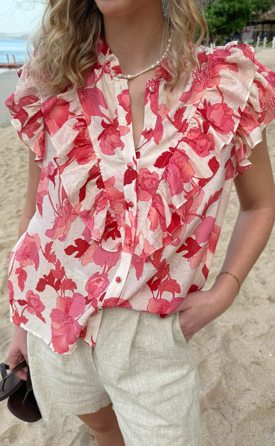 INA Copenhagen Topp - Zita - Pink Flowers