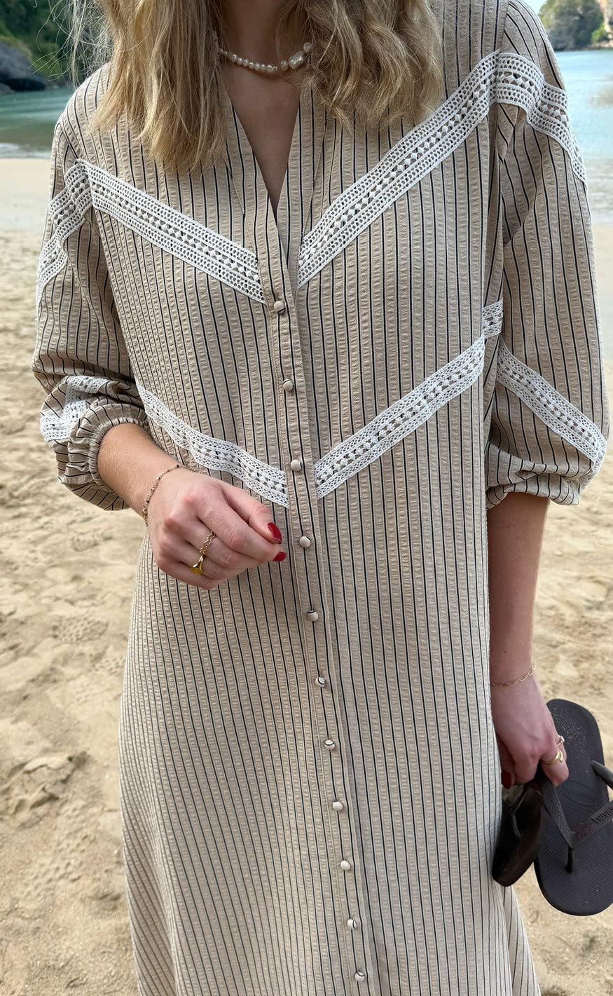 INA Copenhagen Kjole - Viola - Camel / Black Striped