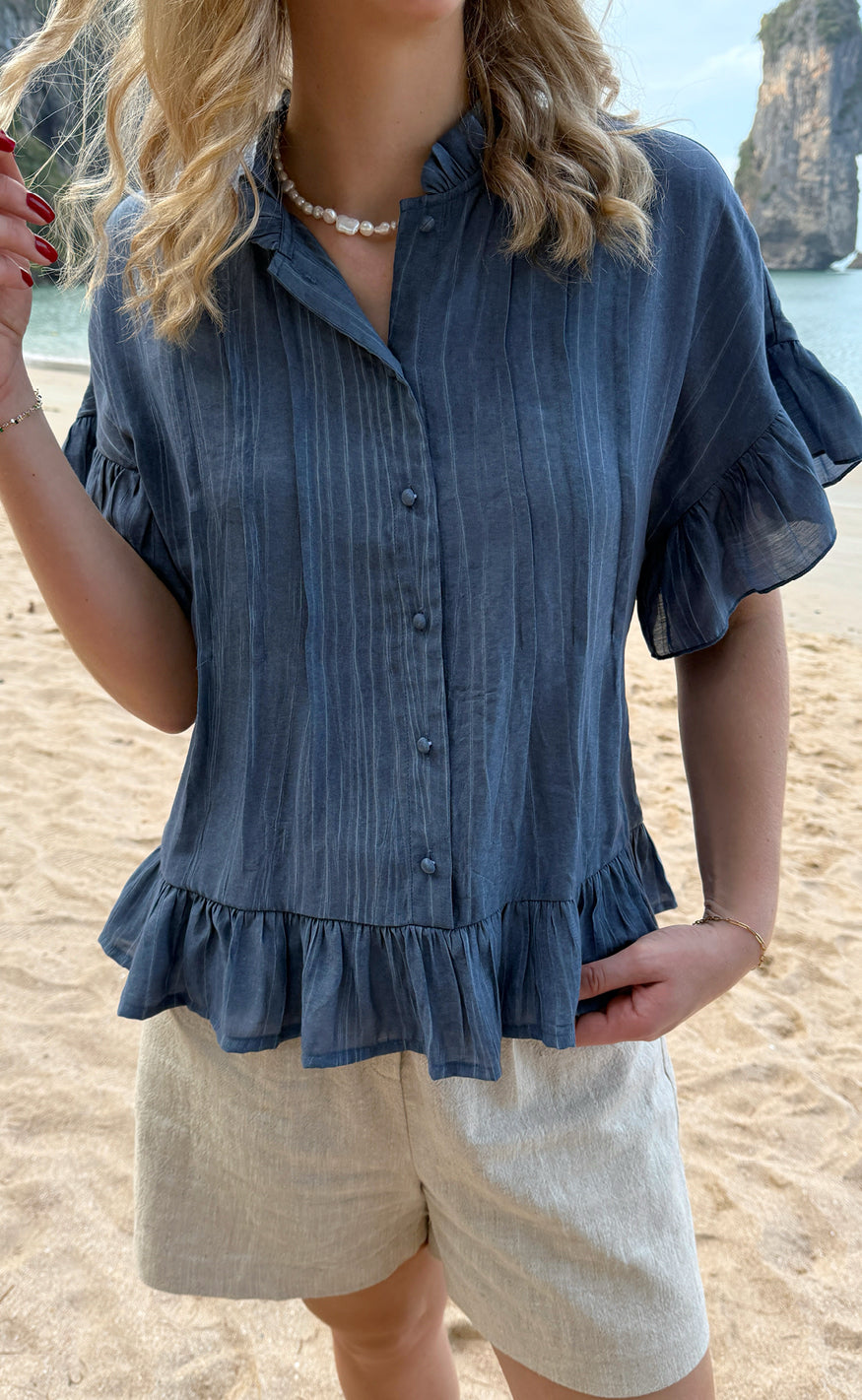 INA Copenhagen Skjorte - Michela - Blue