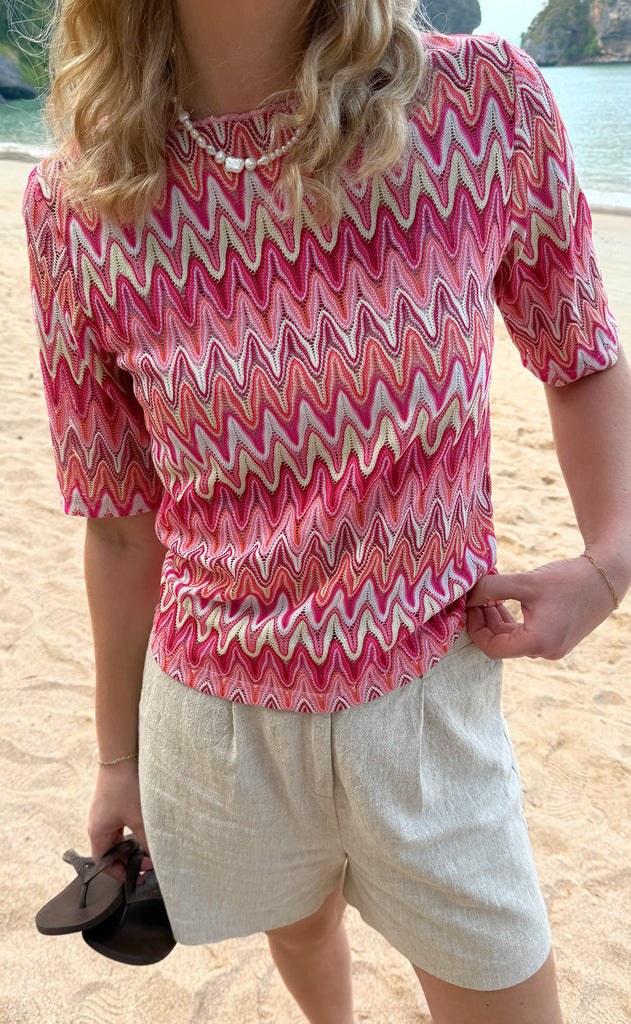 INA Copenhagen Bluse - Diana - Pink Zig Zag