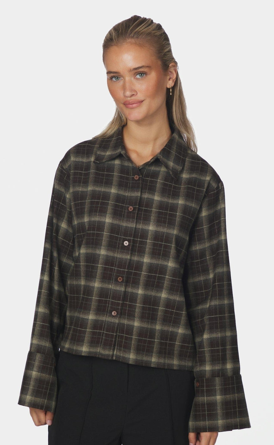 Neo Noir Skjorte - Jaylin Flannel Check - Dark Brown