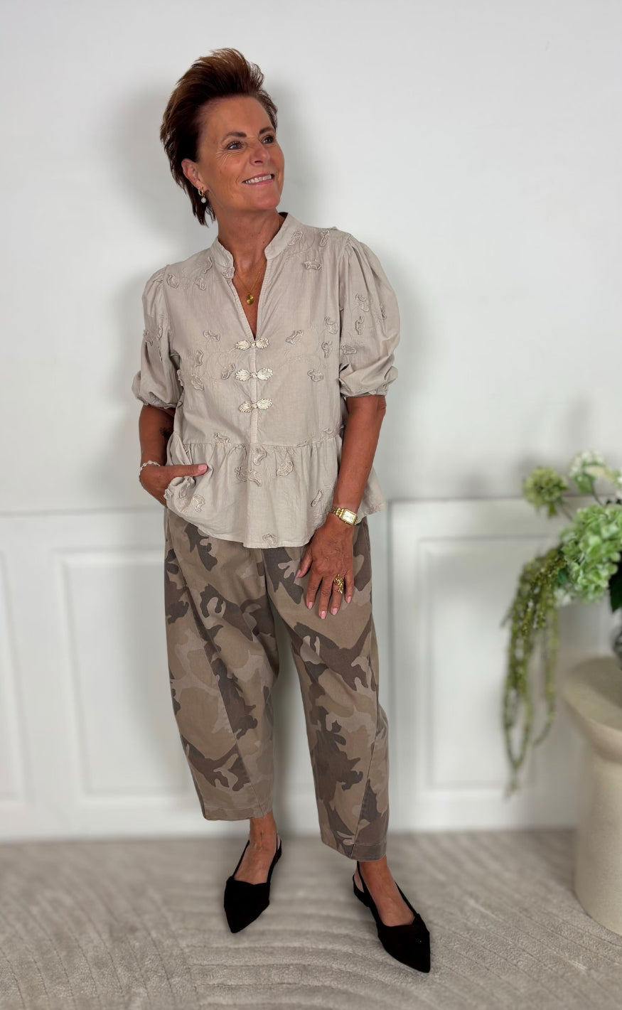 Marta Du Chateau Bukser - Beryl - Beige Camo
