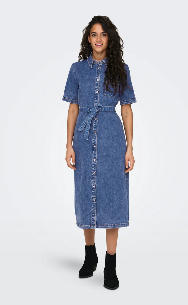 Only Kjole - Lana SS Long - Medium Blue Denim