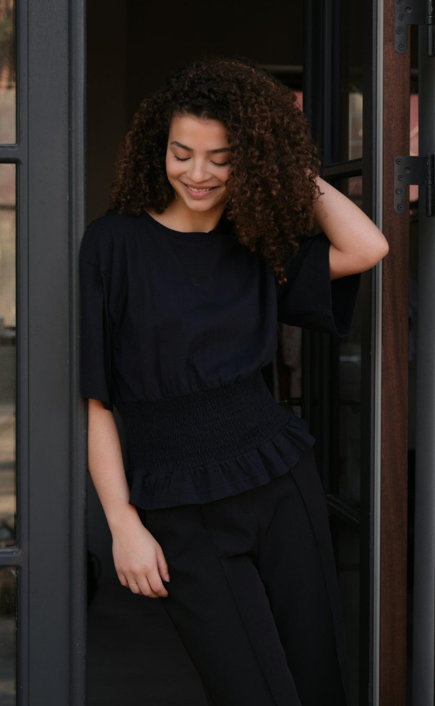 Neo Noir T-shirt - Dray Boxy Smock - Navy