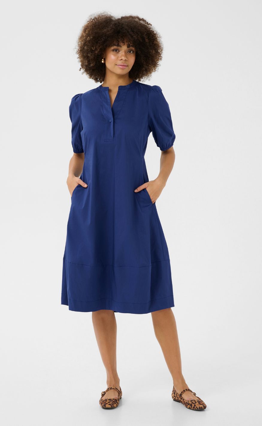 Culture Kjole - Antoinett SS Placket - Mazarine Blue