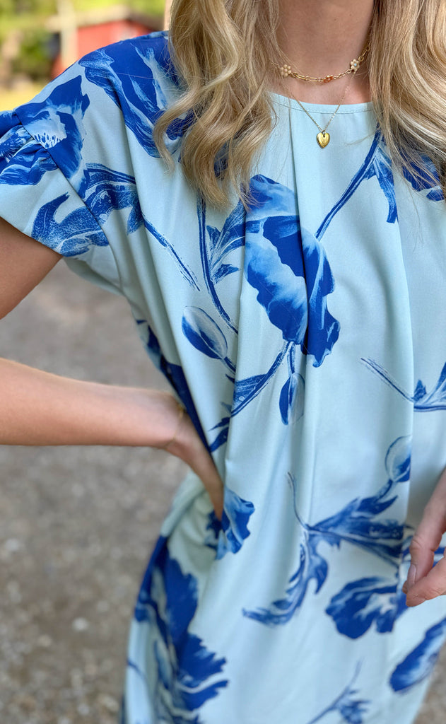 Say INA Copenhagen Kjole - Cecilia - Blue Flower