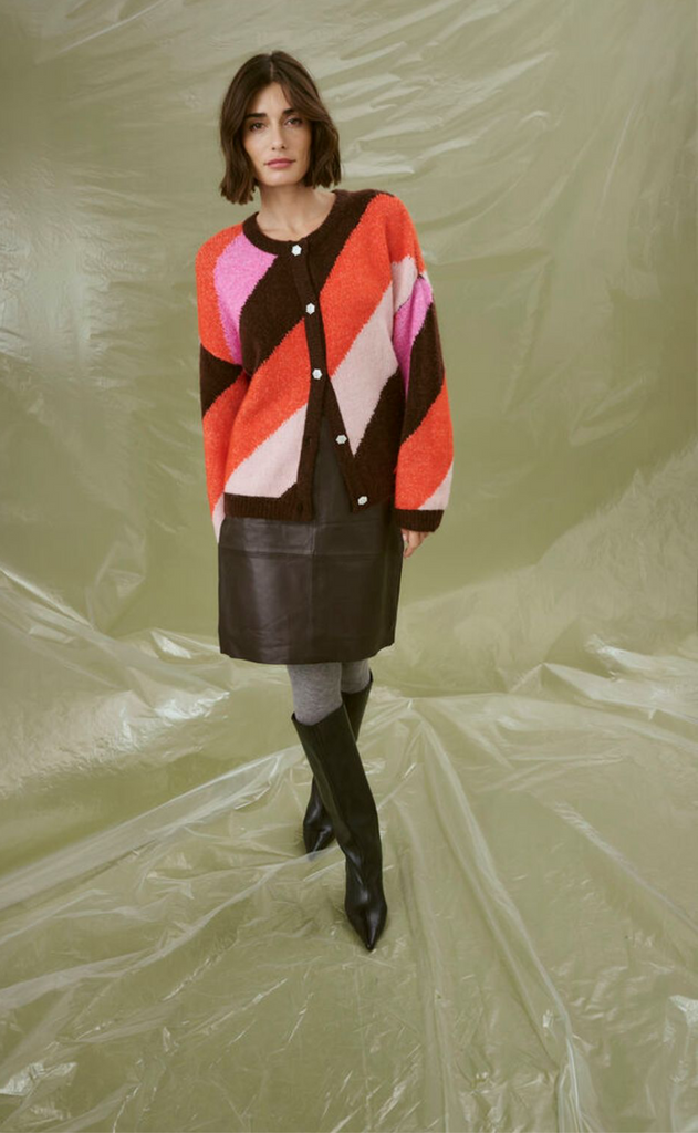 Culture Cardigan - Diga Kimmy - Brown/Pink Mix