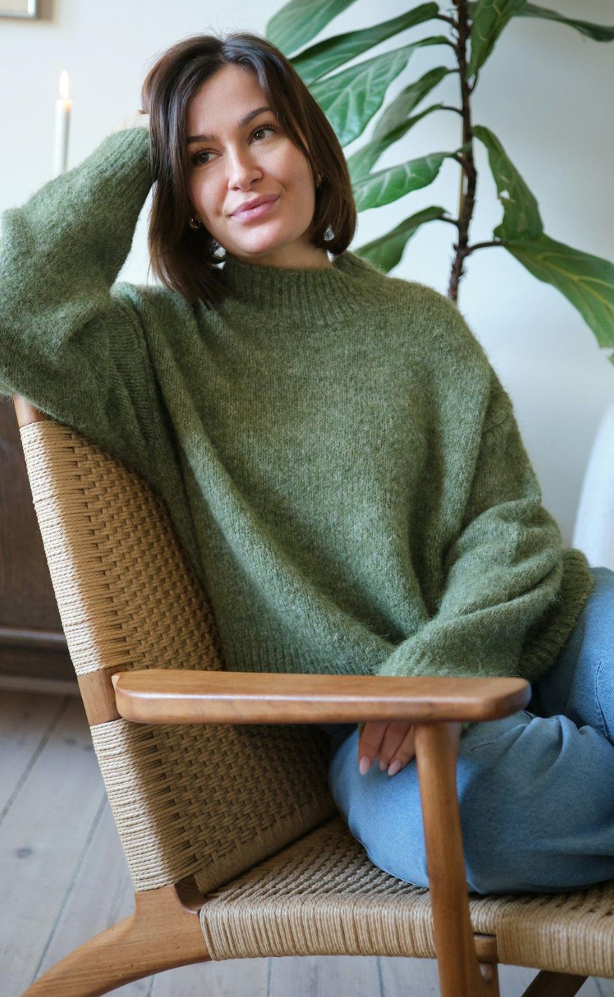 Neo Noir Genser - Paulina Fluffy - Dusty Green