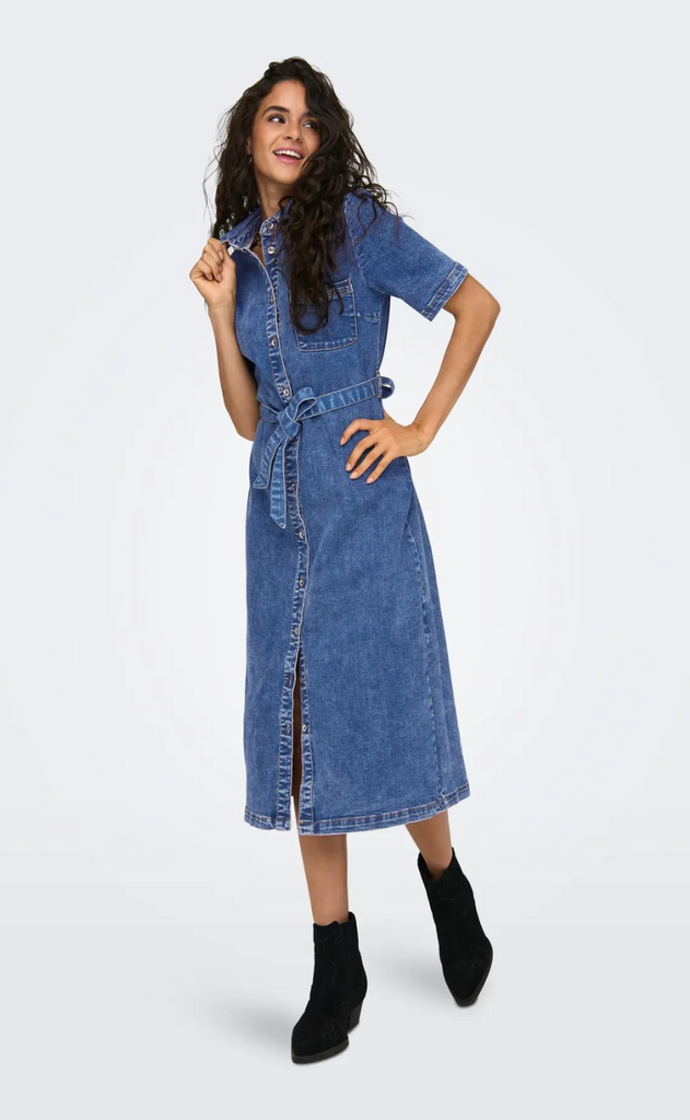 Only Kjole - Lana SS Long - Medium Blue Denim