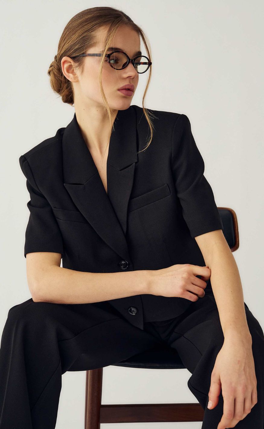 Noella Blazer - Leanne Crop - Black