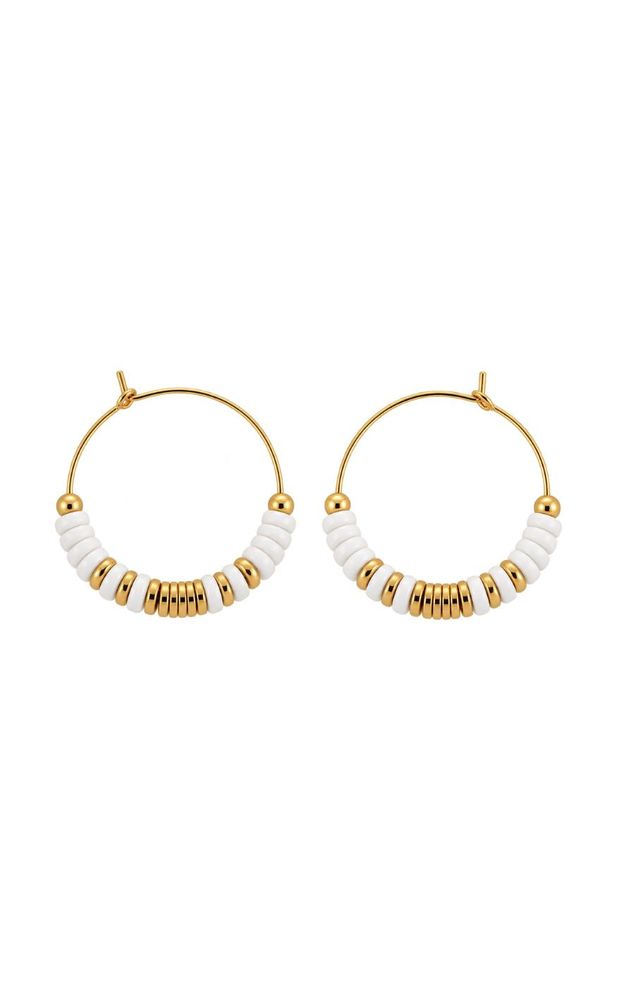Smykkeli Copenhagen Øreringer - Mia - White / Gold Colour