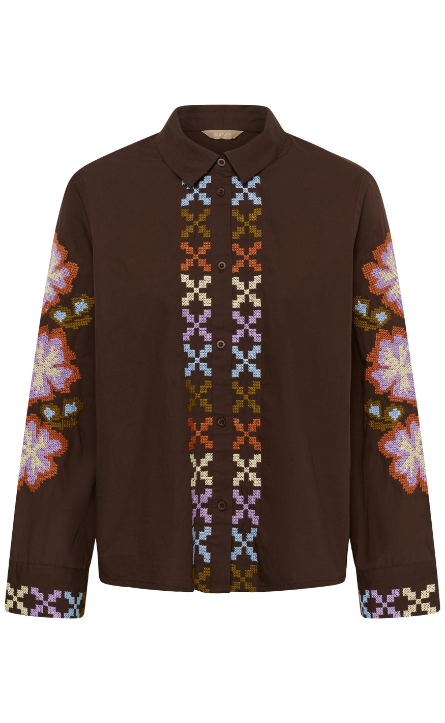 Culture Skjorte - Breezy - Coffee Bean/Violet