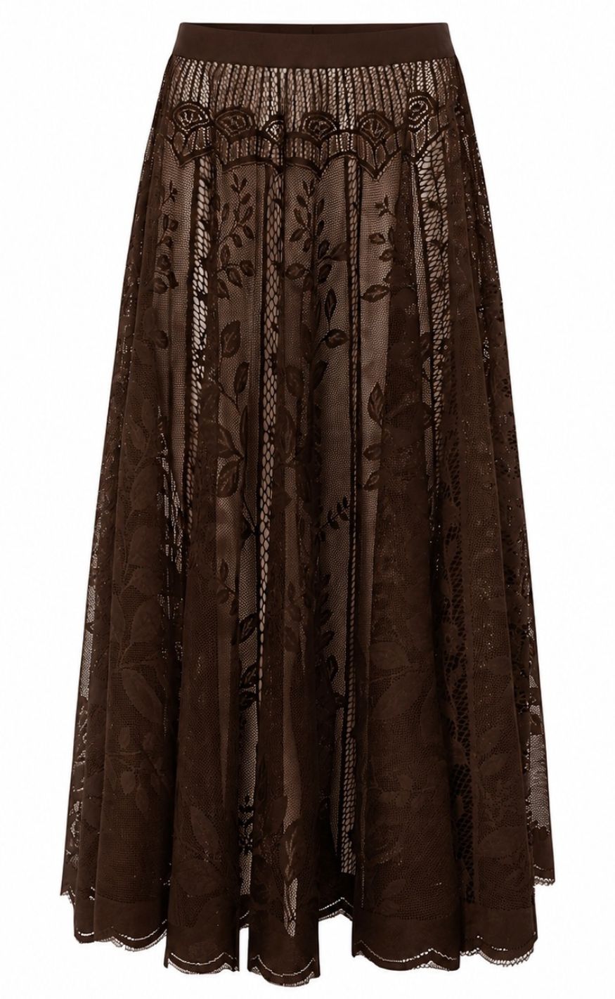Lollys Laundry Skjørt - Collins Midi - Dark Mokka