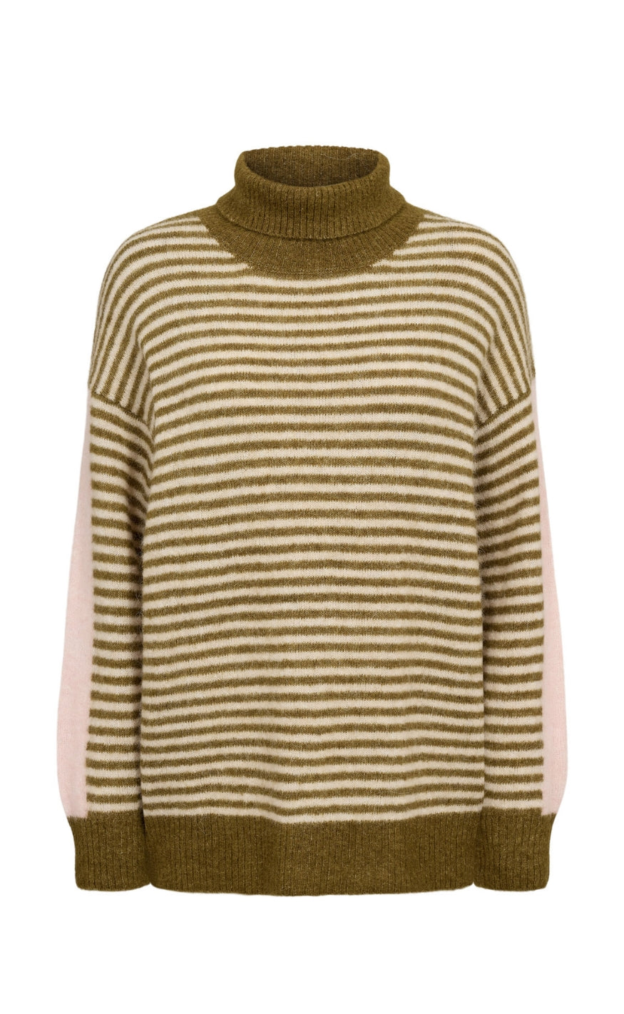 Nümph Genser - Riette Mini Stripe - Fir Green